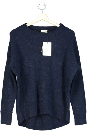 By Malene Birger Navy Soft Mohair Navy Dip Back Pullover UK XXS