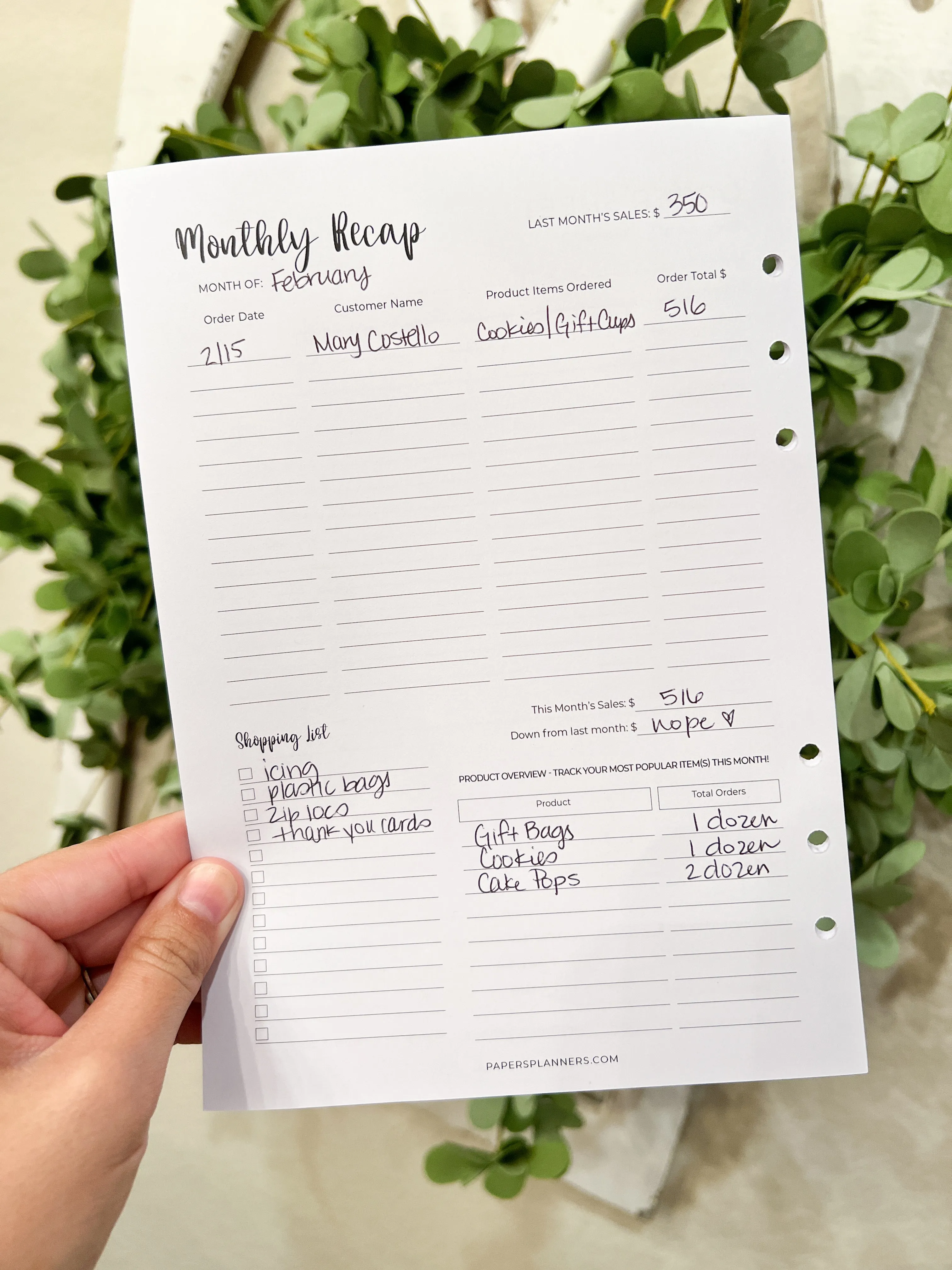 Cake / Cookie Order Sheet