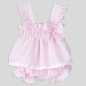 Calamaro Baby Girl 2-Piece Outfit – Pink Summer Dress & Jam Pants