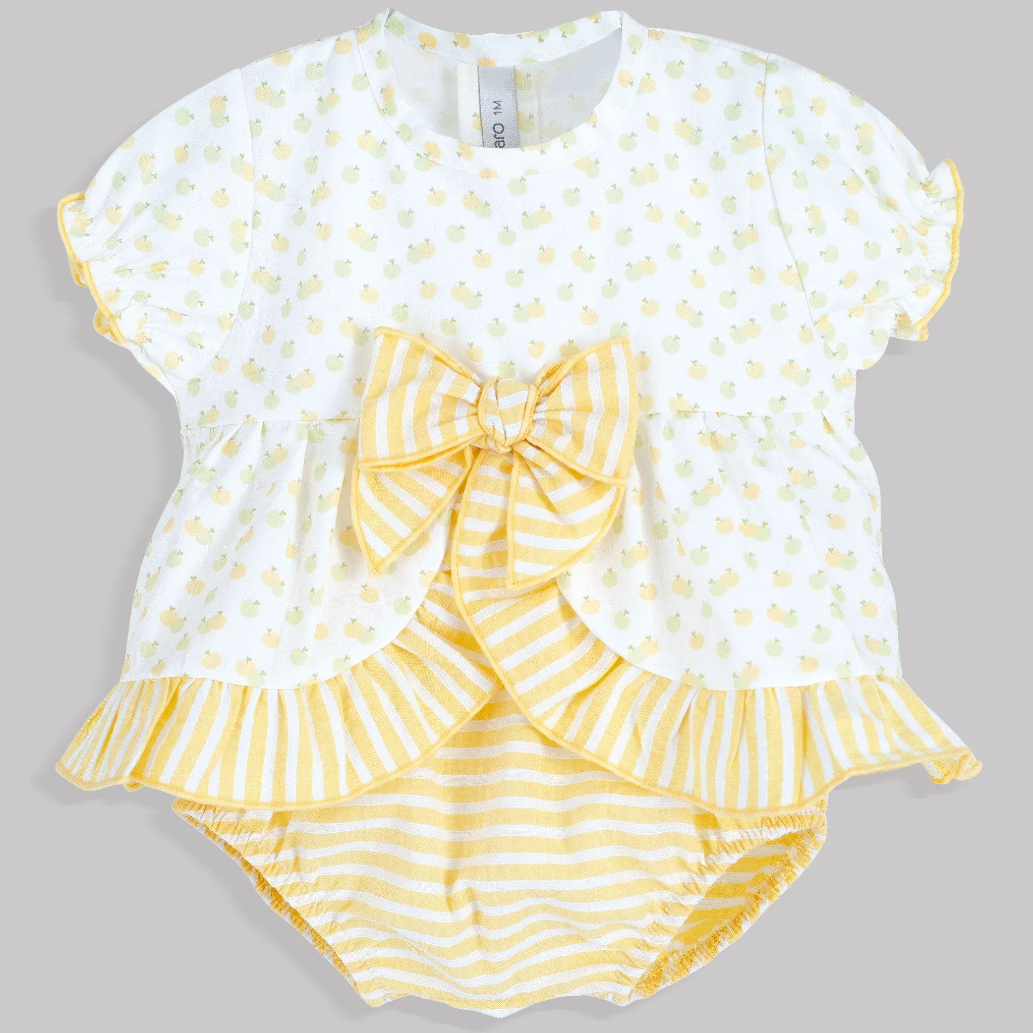 Calamaro Baby Girls Lemon Yellow Two-Piece Outfit – Easter & Spring Summer Set