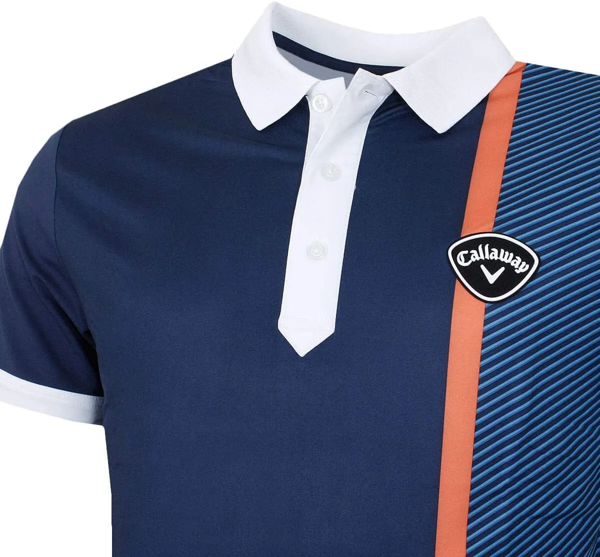Callaway Mens X Bold Linear Print Polo T-shirt CGKS90A8- Dress Blue