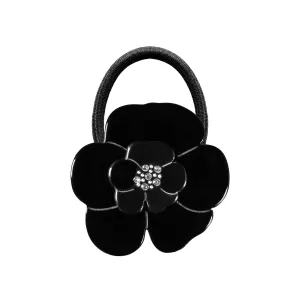 Camellia Crystal Black Hair Tie