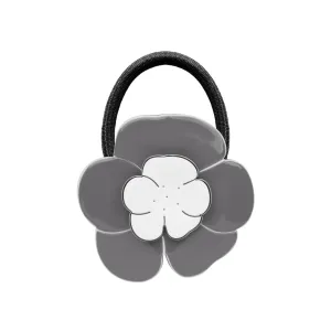 Camellia Grey White Hair Tie
