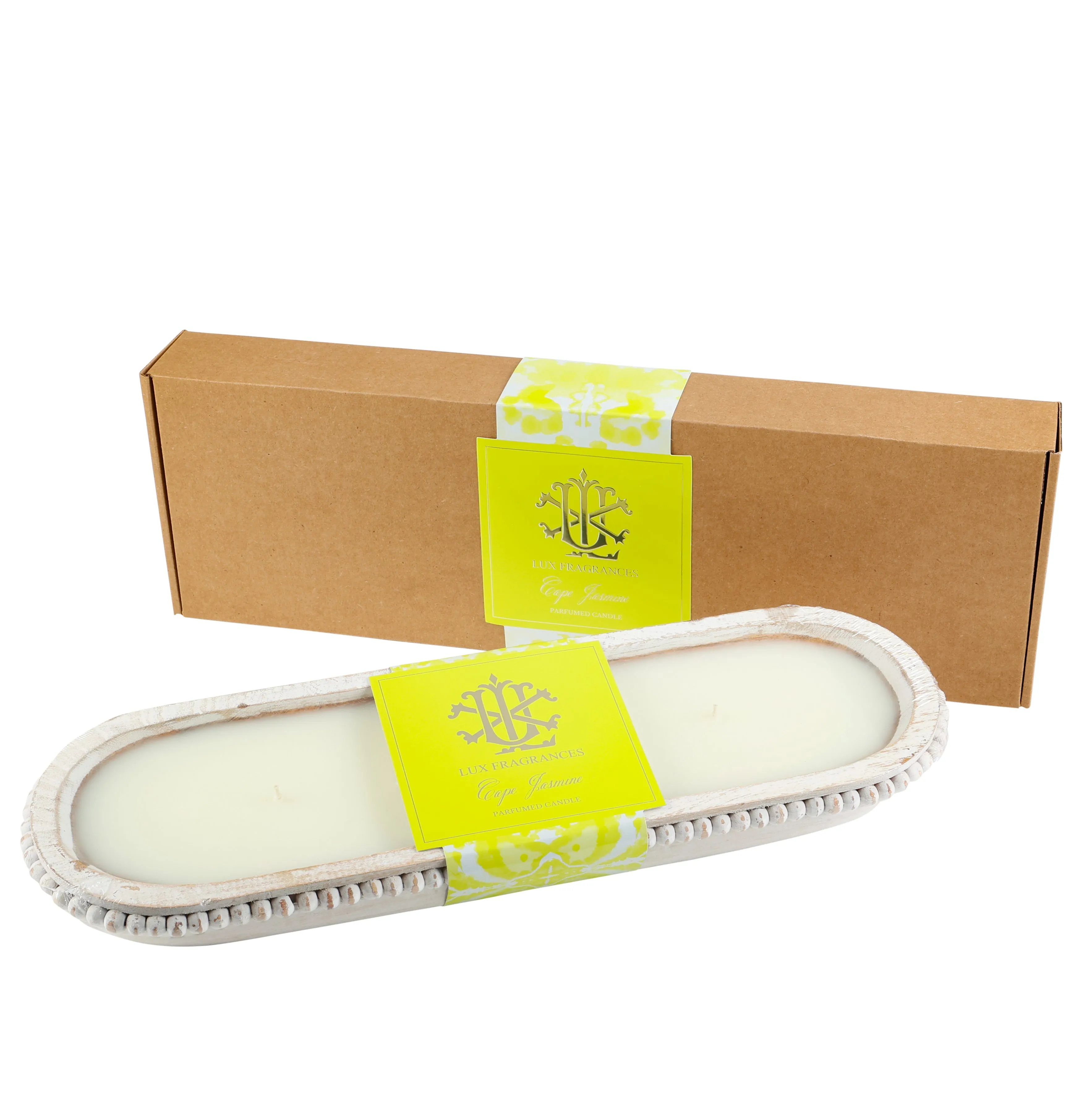 Cape Jasmine 5 Wick White Beaded Dough Bowl Candle -Spring Edition