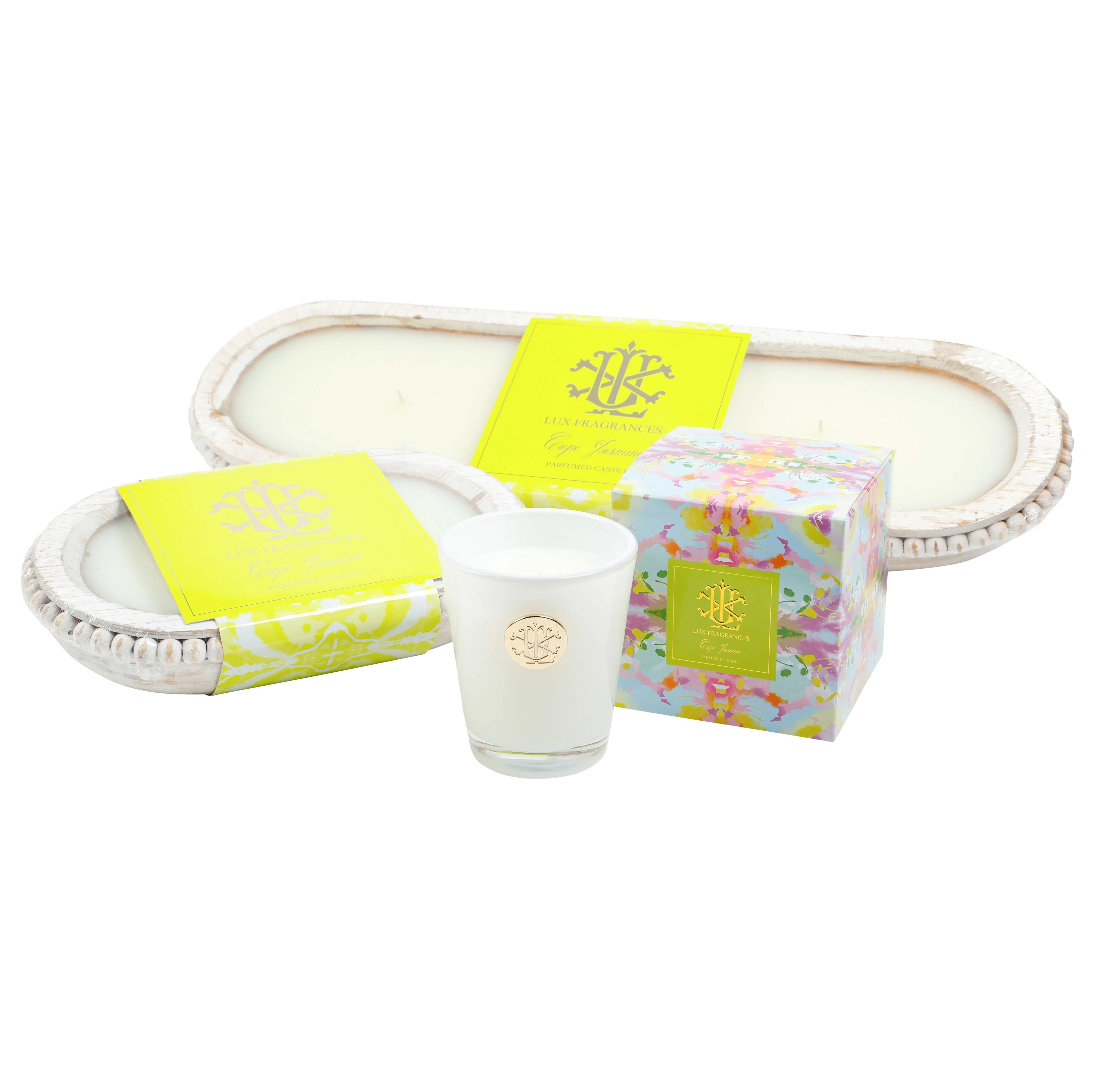 Cape Jasmine 5 Wick White Beaded Dough Bowl Candle -Spring Edition