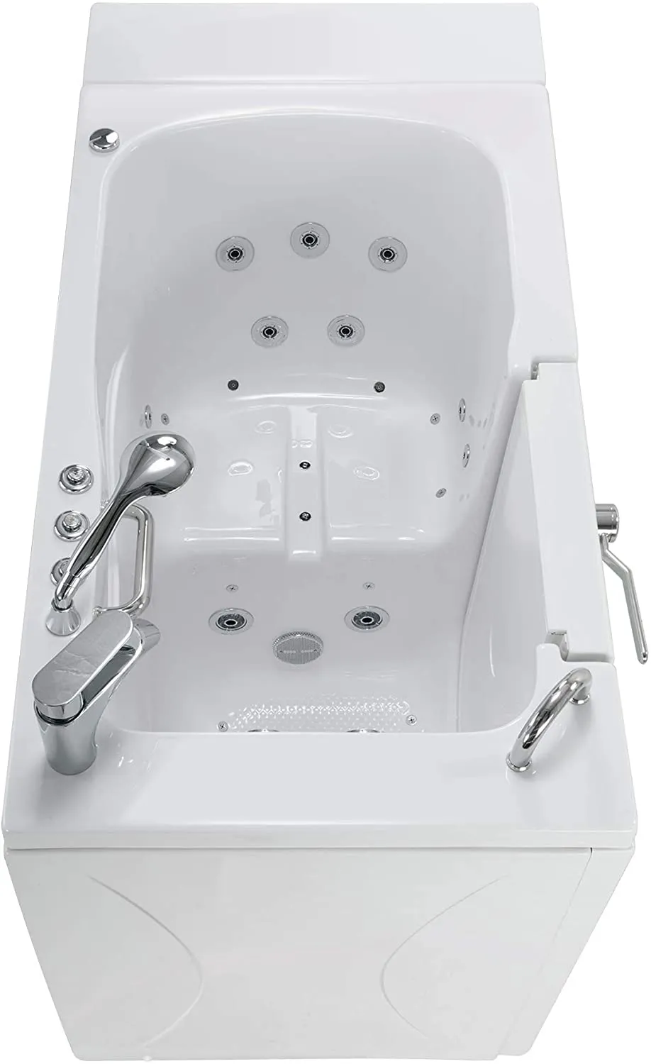 Capri Acrylic Hydro Microbubble Massage Walk-In Tub, Outward Swing Door, Fast Fill Faucet, Left 2" Dual Drain