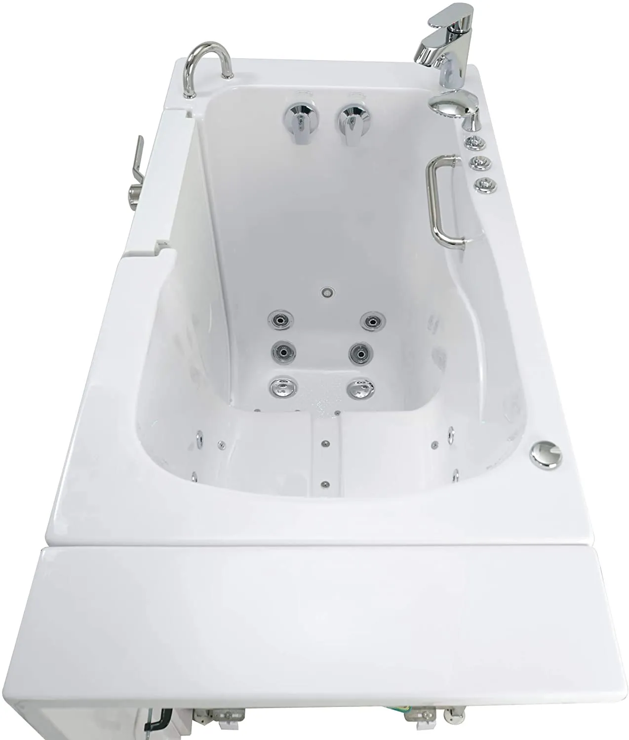 Capri Acrylic Hydro Microbubble Massage Walk-In Tub, Outward Swing Door, Fast Fill Faucet, Left 2" Dual Drain