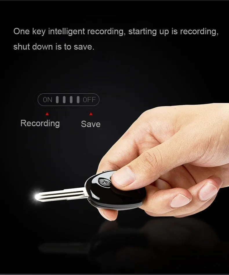 Car Key Digital Voice Recorder 38 Hour Sound Recording 192kbps .wav Format