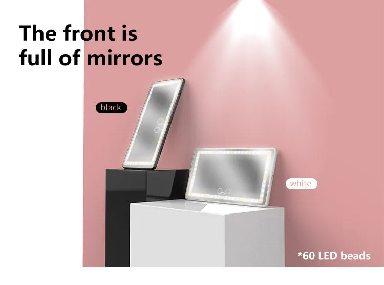 Car Makeup Mirror 3 colors light hanging in car Makeup mirror with led lights rechargeable 24pcs