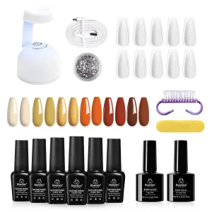 Caramel Macchiato Portable Starter Kit: Nail Art Gels, False Nails, Tools & Accessories