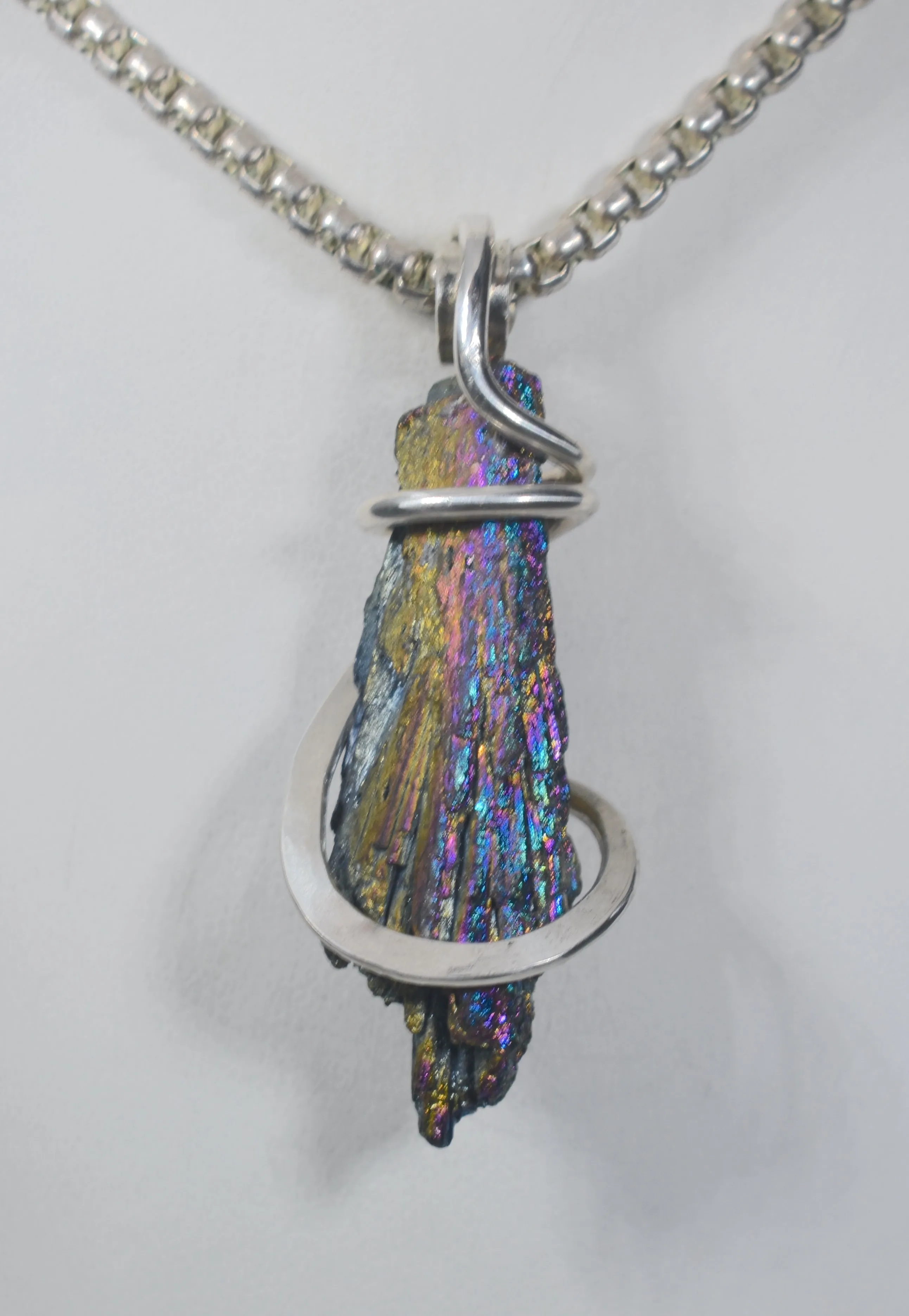 Carborundum Handmade Crystal Pendant Wrapped in Silver
