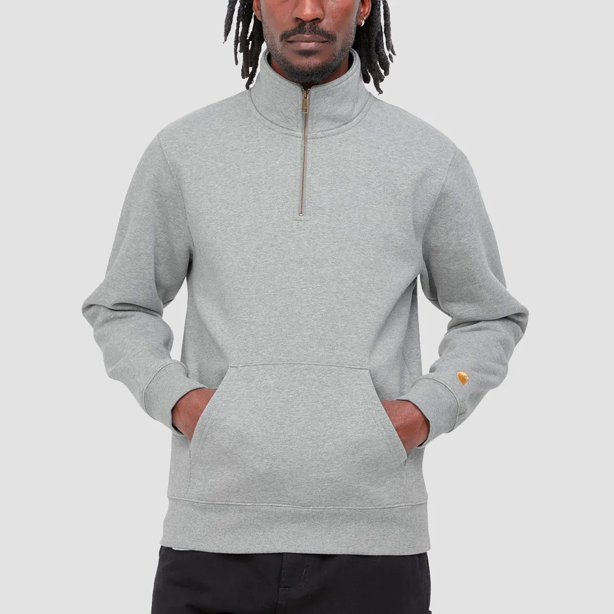 Carhartt WIP Chase Neck Zip Sweat Grey Heather/Gold