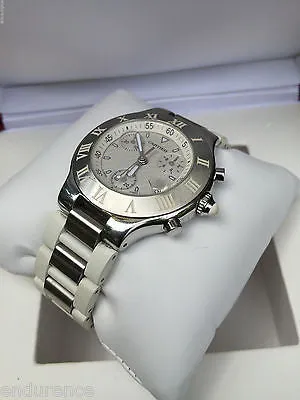 CARTIER MUST 21 CHRONOSCAPH MENS 38 mm SWISS QUARTZ WATCH Ref W10184U2 Case 2424