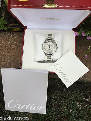 CARTIER MUST 21 CHRONOSCAPH MENS 38 mm SWISS QUARTZ WATCH Ref W10184U2 Case 2424