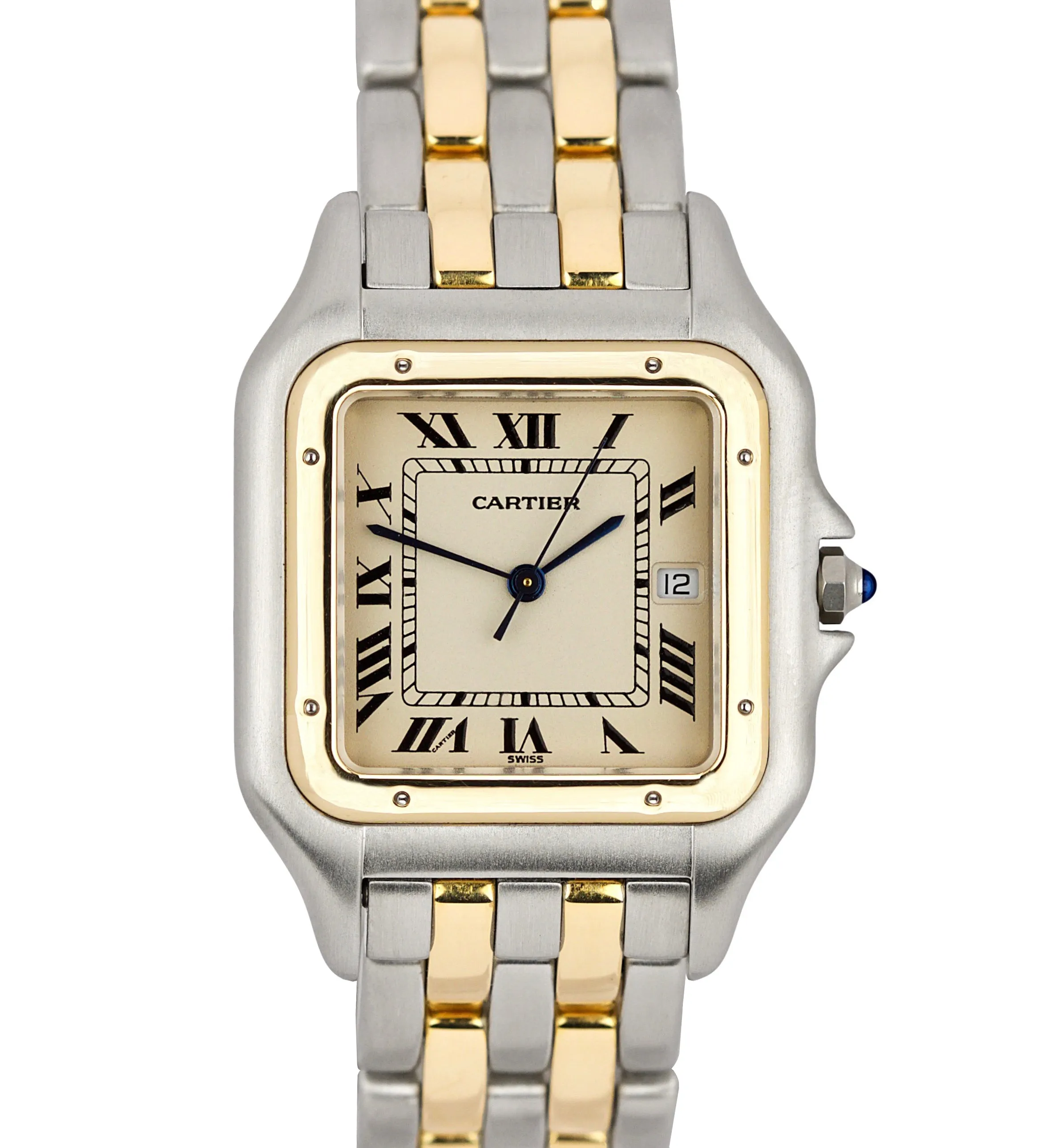 Cartier Panthere Jumbo Two Tone Gold Two Row Ivory 29mm Quartz Date Watch 8395