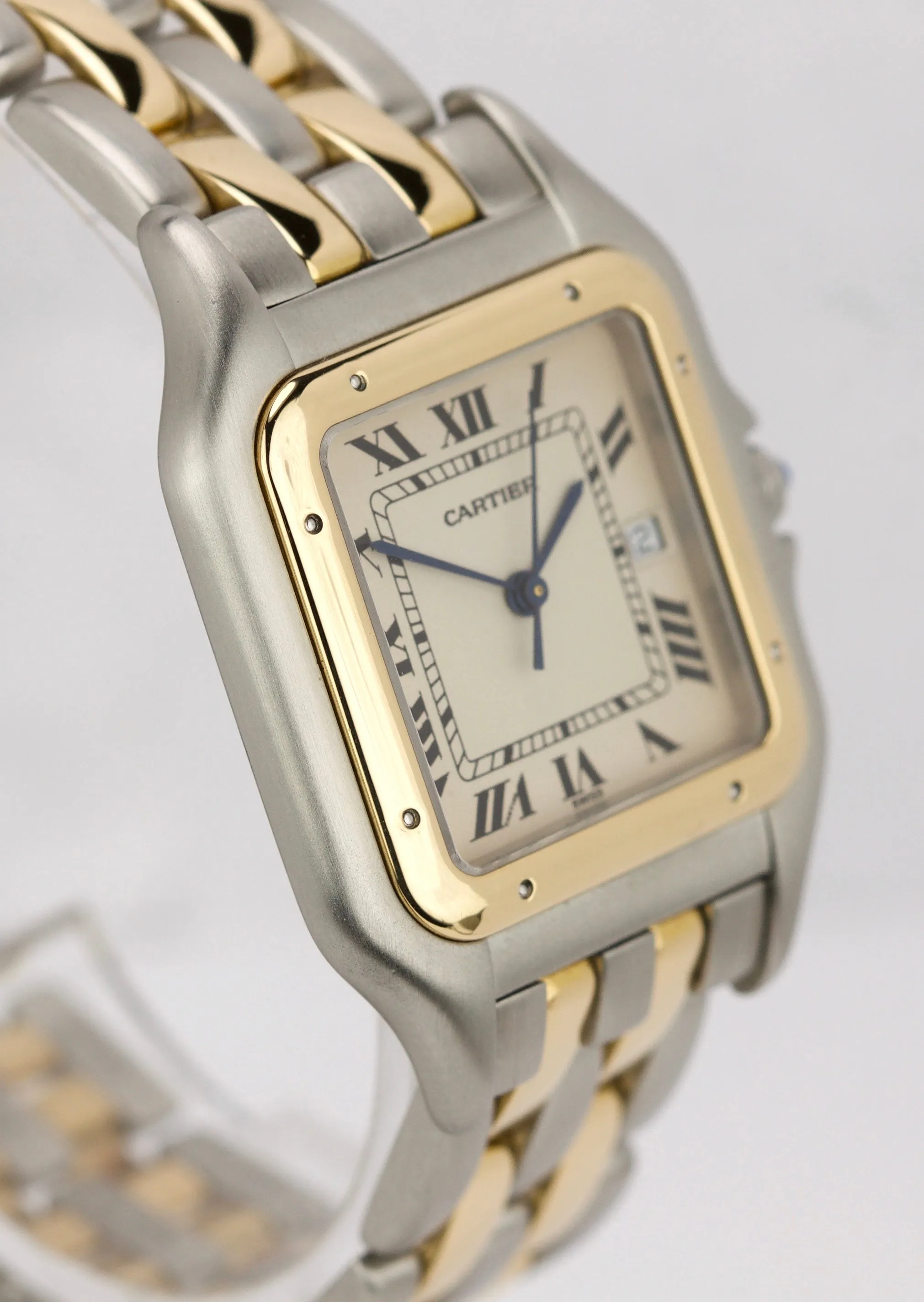 Cartier Panthere Jumbo Two Tone Gold Two Row Ivory 29mm Quartz Date Watch 8395