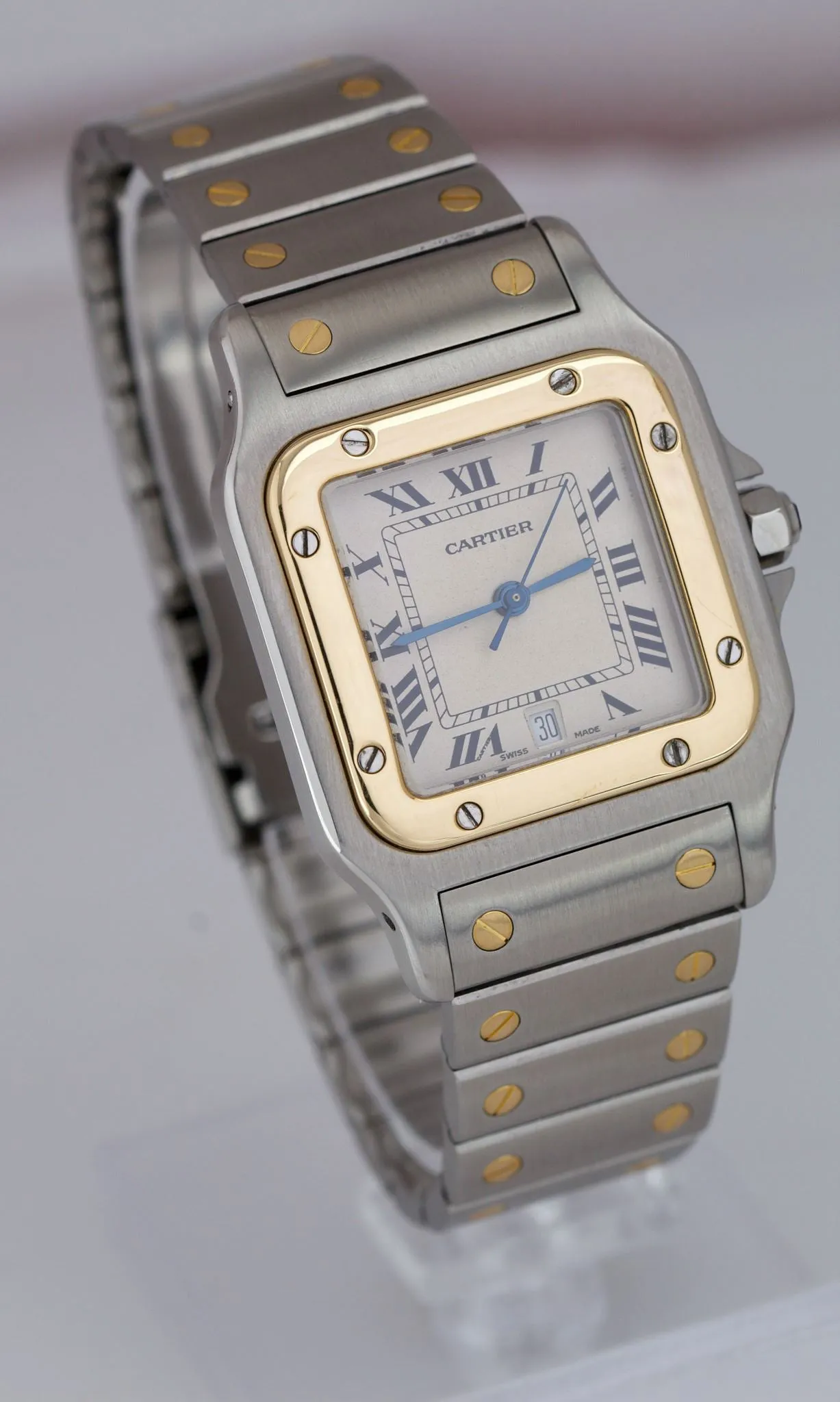 Cartier Santos Galbee 187901 18k Gold Steel 29mm Roman Quartz Two-Tone Watch