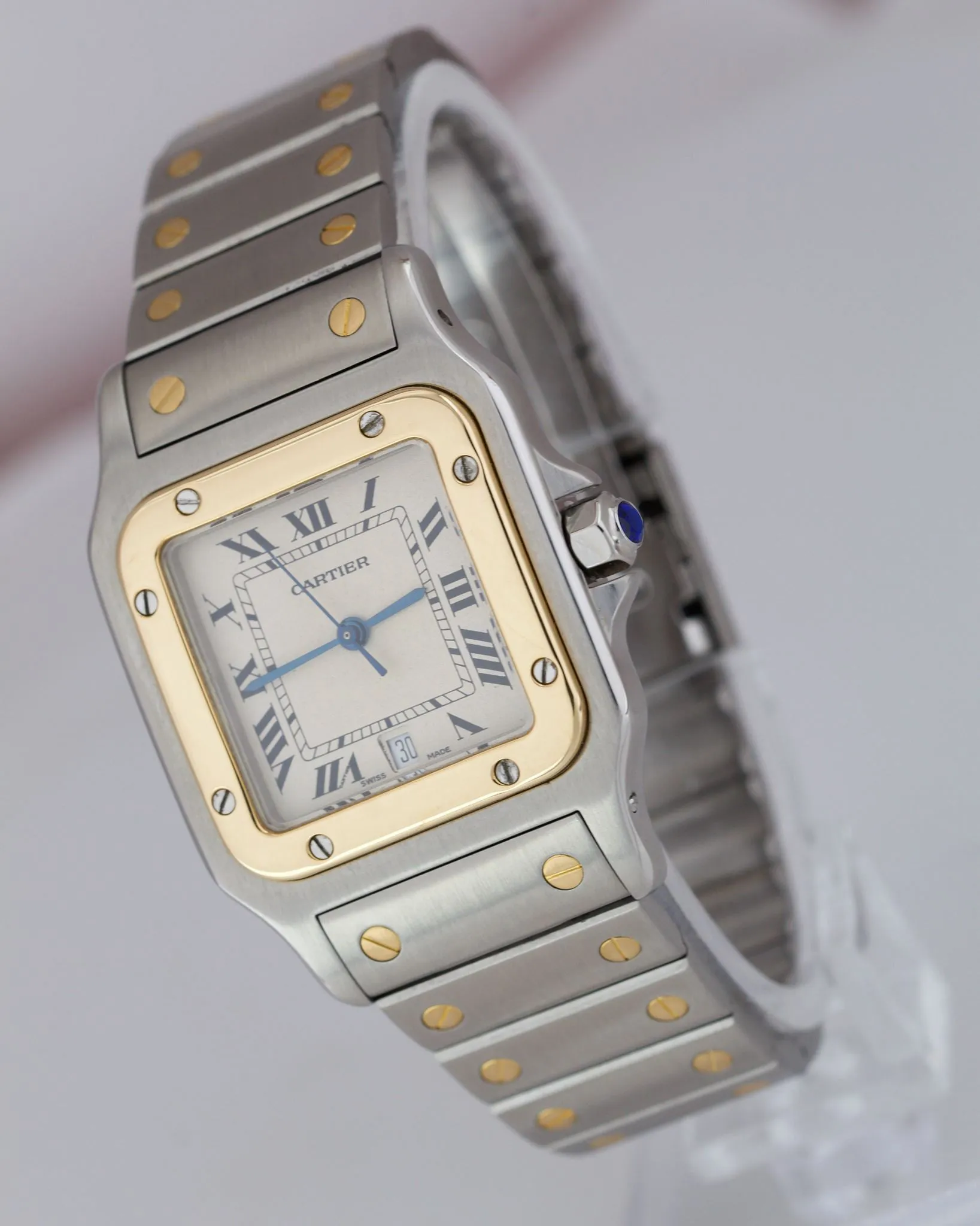 Cartier Santos Galbee 187901 18k Gold Steel 29mm Roman Quartz Two-Tone Watch