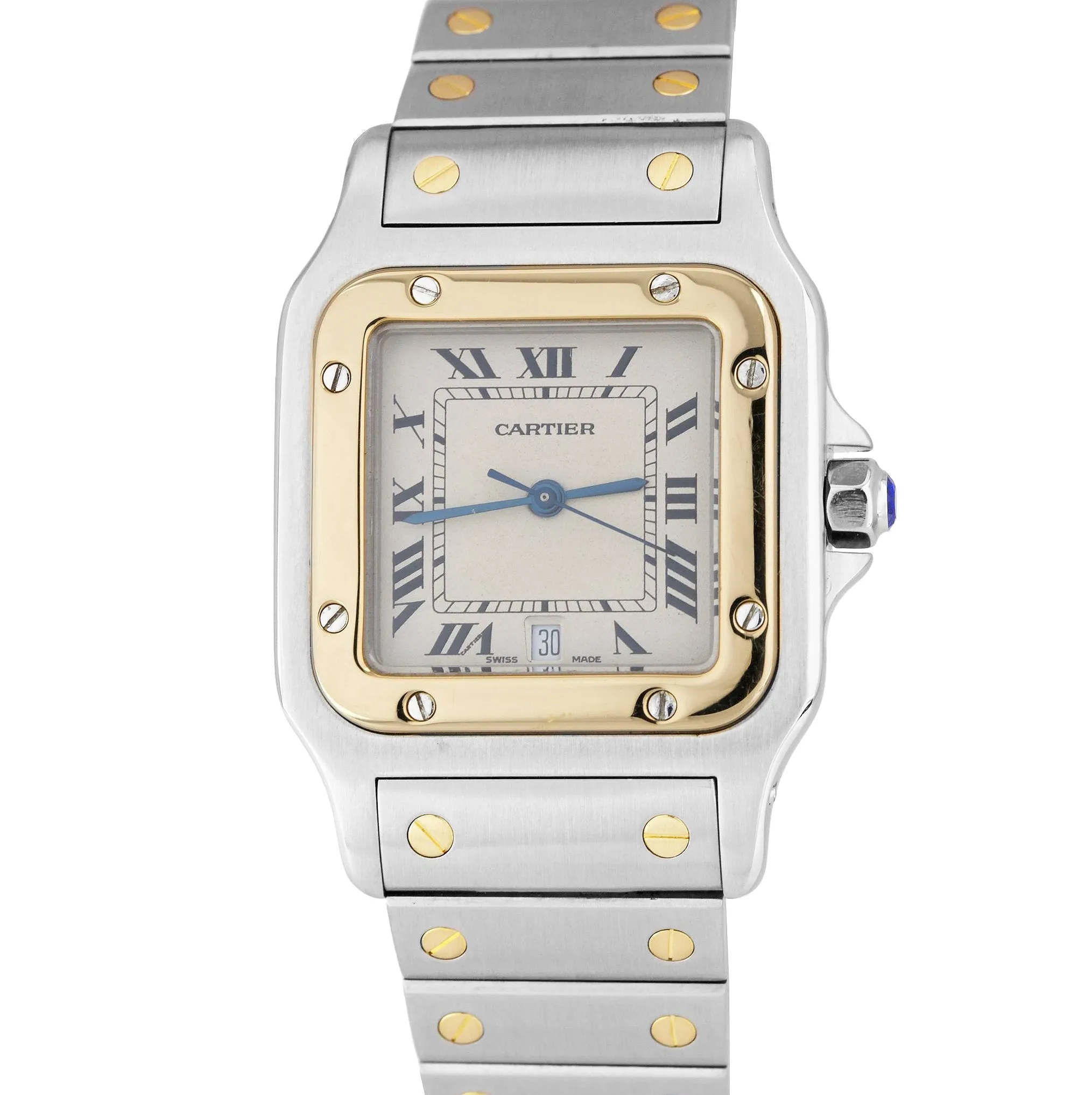Cartier Santos Galbee 187901 18k Gold Steel 29mm Roman Quartz Two-Tone Watch