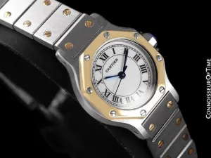 Cartier Santos Octagon Ladies Watch, Automatic - Stainless Steel & 18K Gold