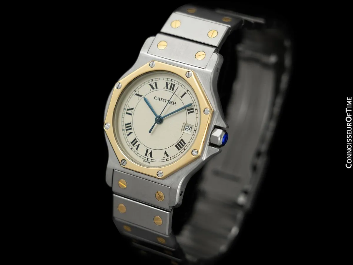 Cartier Santos Octagon Mens (Midsize) Quartz Watch - Stainless Steel & 18K Gold