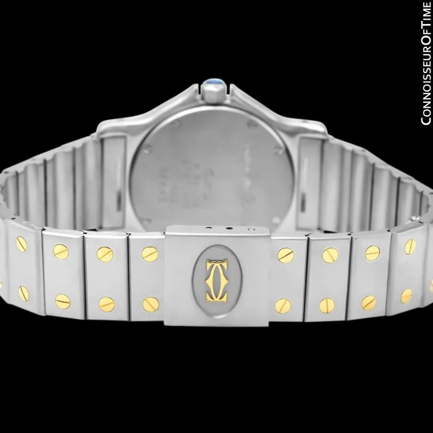 Cartier Santos Octagon Mens Midsize Unisex Quartz Watch - Stainless Steel & 18K Gold