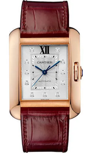 Cartier - Tank Anglaise Pink Gold With Diamonds - Alligator Strap