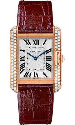 Cartier - Tank Anglaise Pink Gold With Diamonds - Alligator Strap