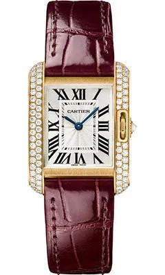 Cartier - Tank Anglaise Pink Gold With Diamonds - Alligator Strap