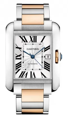 Cartier - Tank Anglaise Stainless Steel and Pink Gold
