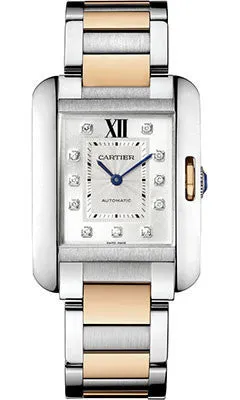 Cartier - Tank Anglaise Stainless Steel and Pink Gold