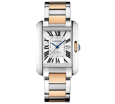 Cartier - Tank Anglaise Stainless Steel and Pink Gold