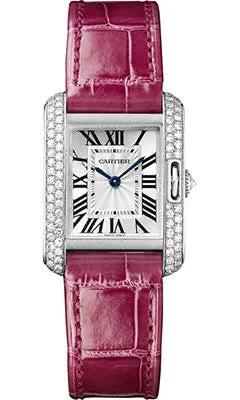 Cartier - Tank Anglaise White Gold With Diamonds - Alligator Strap