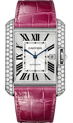 Cartier - Tank Anglaise White Gold With Diamonds - Alligator Strap