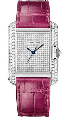 Cartier - Tank Anglaise White Gold With Diamonds - Alligator Strap
