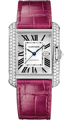 Cartier - Tank Anglaise White Gold With Diamonds - Alligator Strap