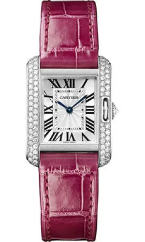Cartier - Tank Anglaise White Gold With Diamonds - Alligator Strap