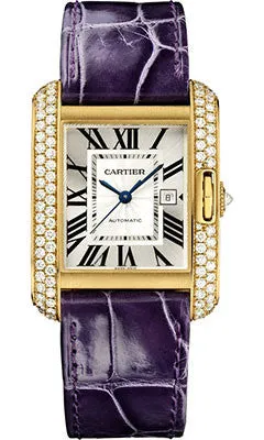 Cartier - Tank Anglaise Yellow Gold With Diamonds - Alligator Strap