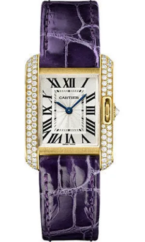 Cartier - Tank Anglaise Yellow Gold With Diamonds - Alligator Strap