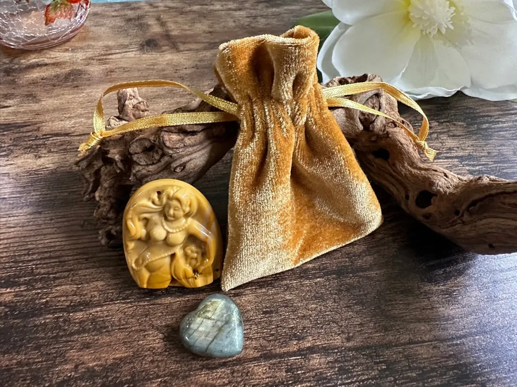 Carved Jasper Mermaid / Goddess Labradorite Heart Collection FB2025