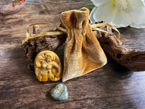 Carved Jasper Mermaid / Goddess Labradorite Heart Collection FB2025