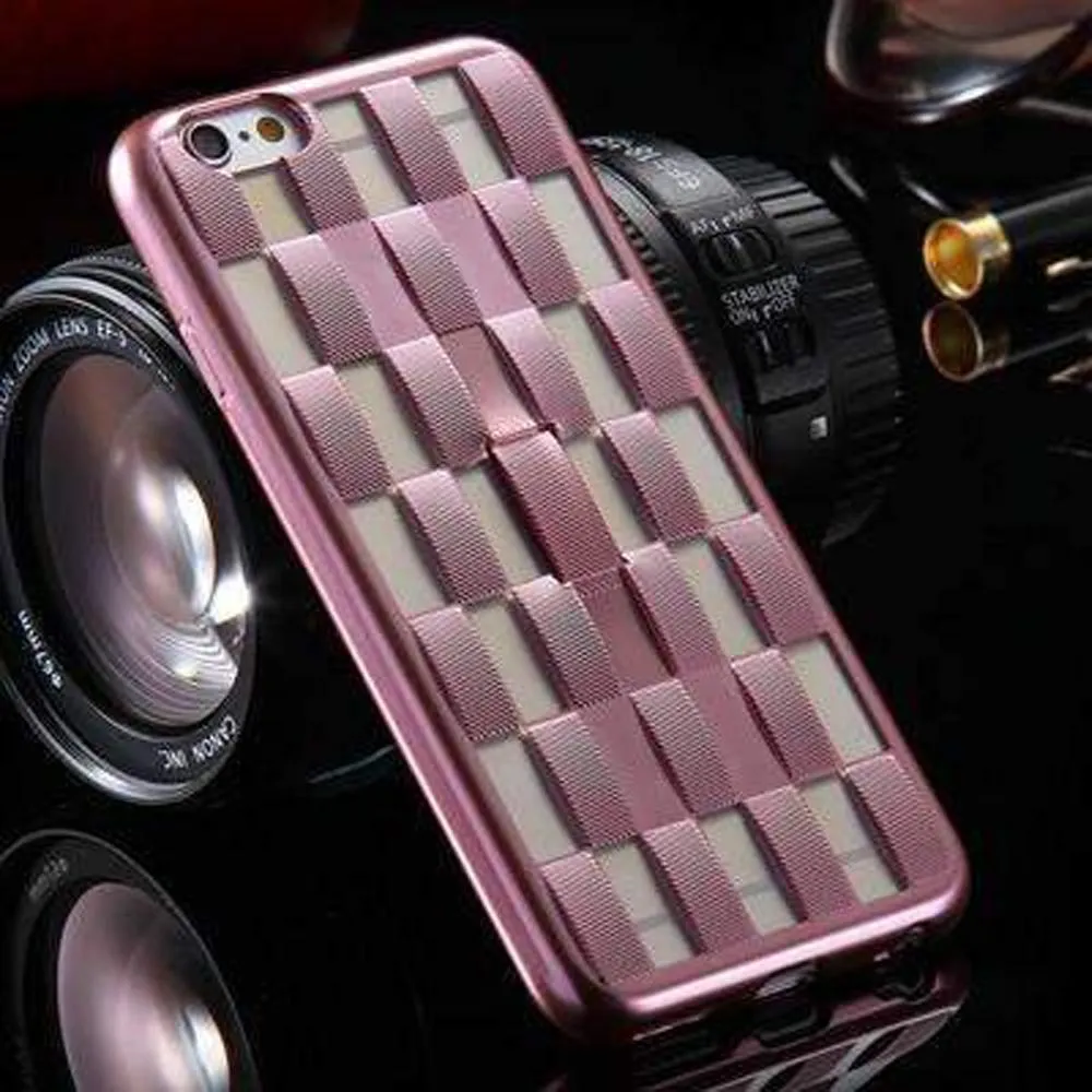 Case For iPhone 6 6s Plus Luxury 3D Weave Pattern Stand Holder Thin Phone