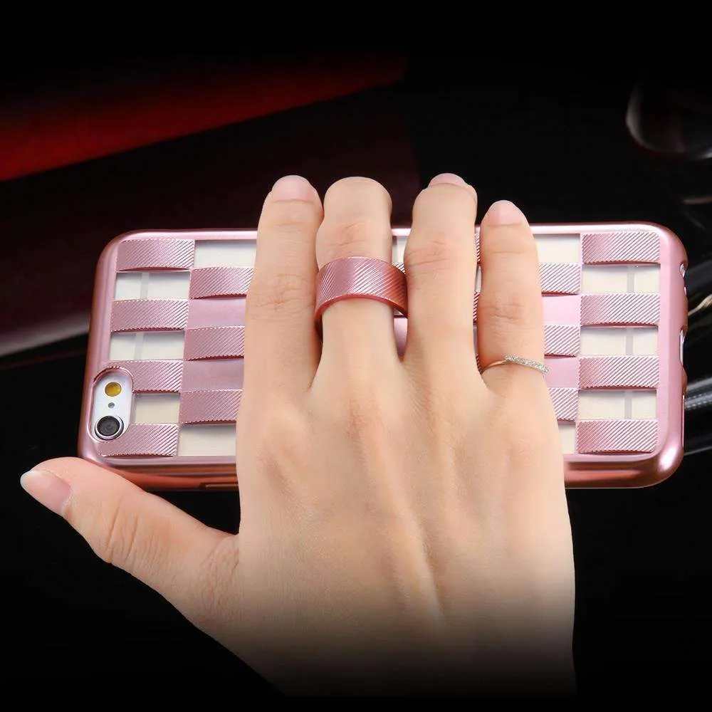 Case For iPhone 6 6s Plus Luxury 3D Weave Pattern Stand Holder Thin Phone