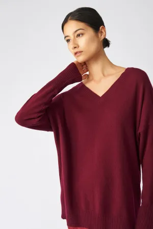 Cashmere V-Neck - Bordeaux