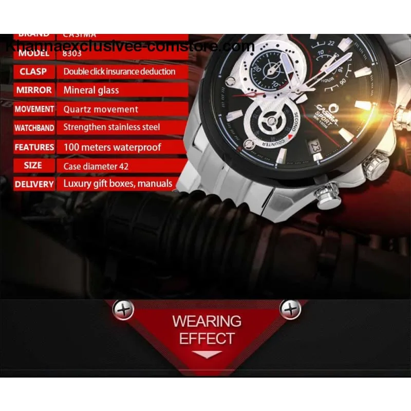 CASIMA Men's Watch Top Brand Luxury Sport Watch Waterproof Luminous Chronograph Quartz Wrist Watch