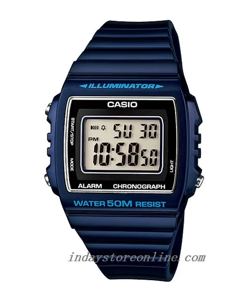 Casio Digital Women's Watch W-215H-2A Digital Resin Band Mineral Glass