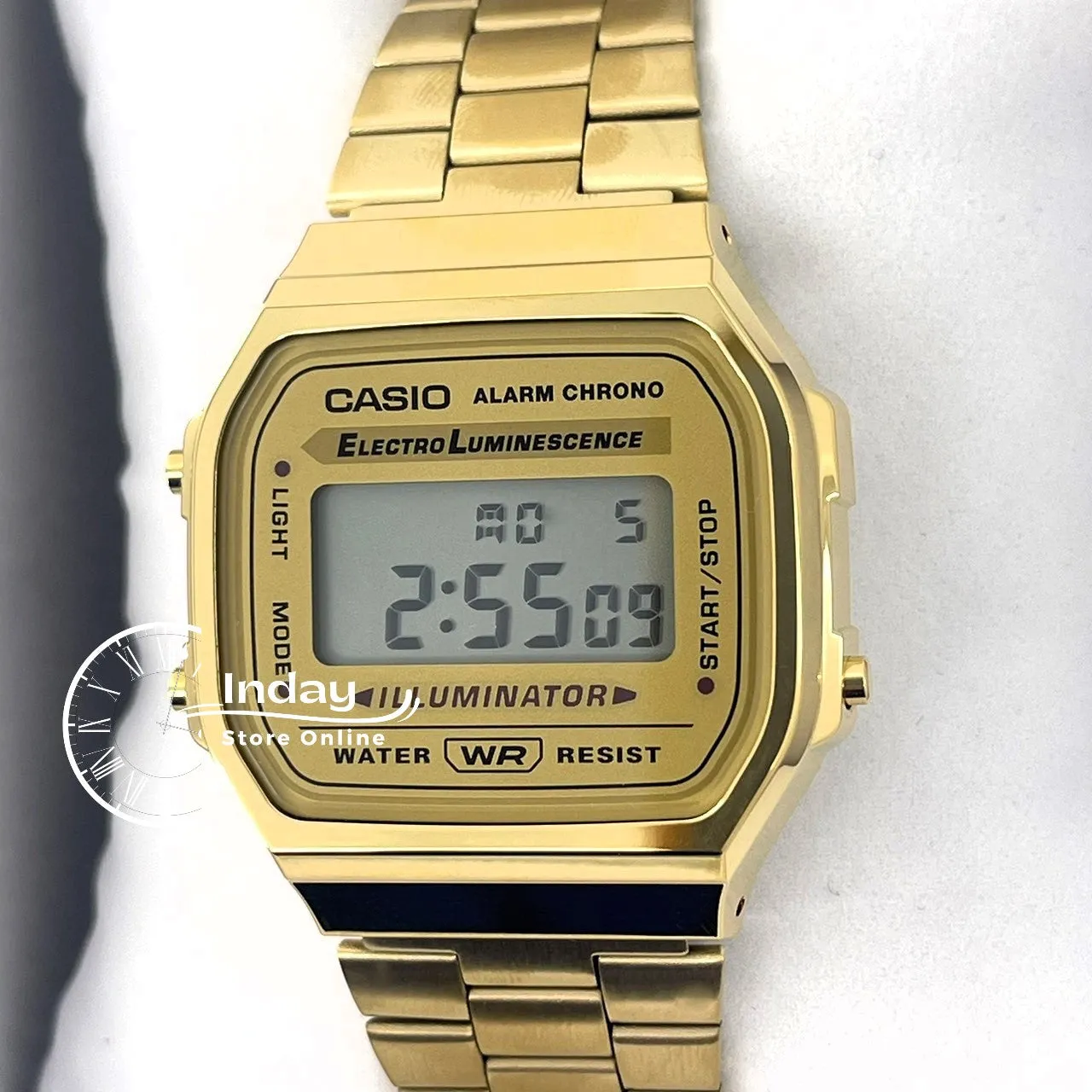 Casio Vintage Unisex Watch A168WG-9W Gold Plated Stainless Steel Self-adjustable Band