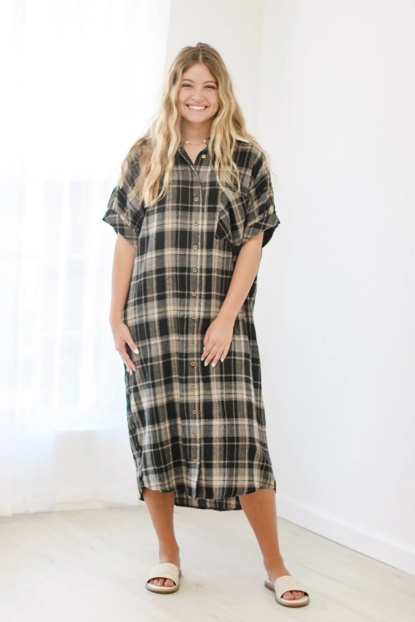 Caught By Surprise Flannel Dress