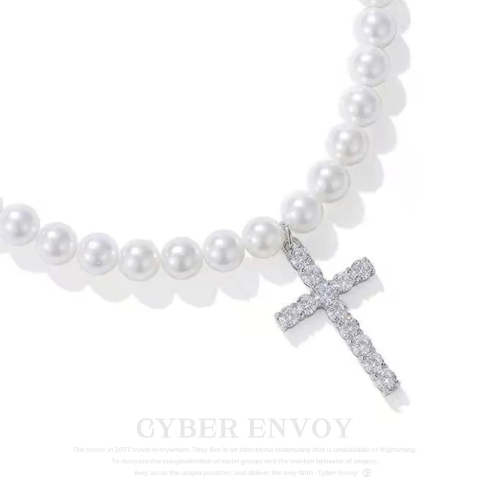 CE | Retro Luxury Pearl Cross Necklace