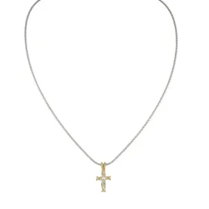 Celebration Collection - Small Two-Tone Twist Cross with Center Stone